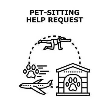 Pet sitting help request for animal care during travel Ilustração Stock