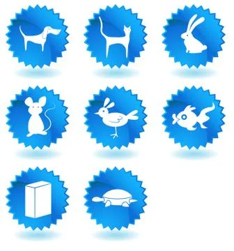 Pet Store Animals Button Set Stock Illustration