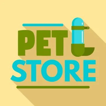 Pet store drinker logo, flat style Illustrazione stock