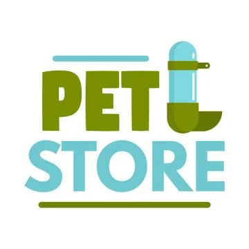Pet store drinker logo, flat style Stock Illustration