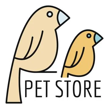 Pet store logo icon featuring two birds Stock Illustration