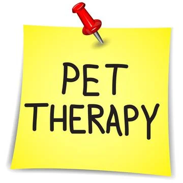 Pet therapy word on a Note Paper with pin on white Stock Illustration