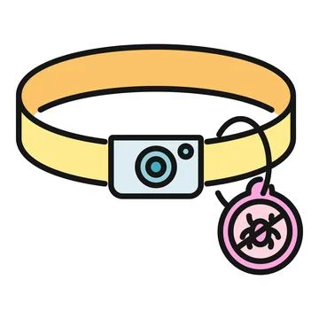 Pet tracking collar with anti flea and tick tag Stock Illustration