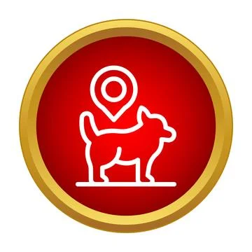 Pet tracking gps location pin icon finding dog Stock Illustration