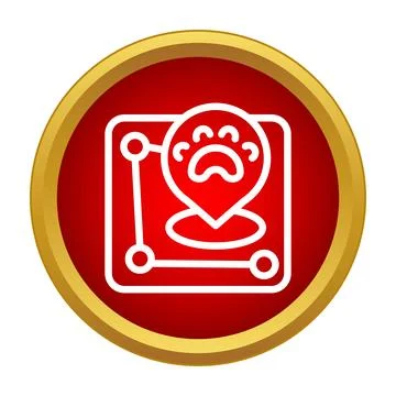 Pet tracking location pin on map icon Stock Illustration