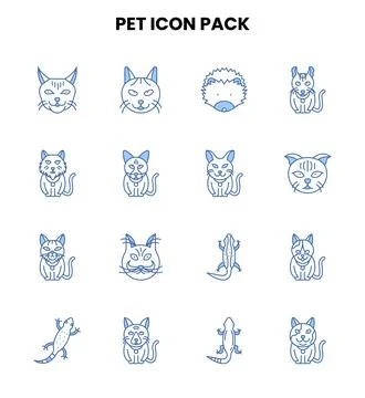 Pet Two Color Blue Design Icons Pack Stock Illustration