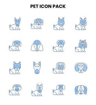 Pet Two Colour Bundle Icons Pack Stock Illustration
