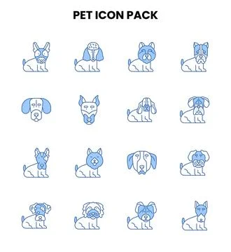 Pet Two Colour Bundle Icons Pack Stock Illustration