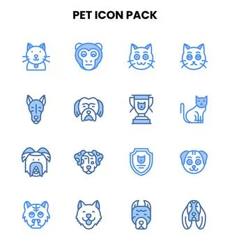 Pet Two Colour Graphics Icons Pack Stock Illustration
