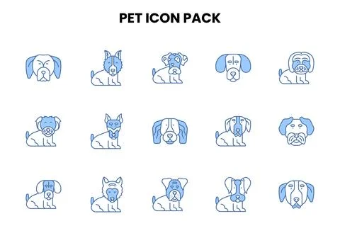 Pet Two Colour Icons Pack Stock Illustration