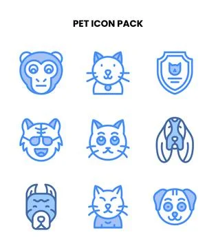 Pet Two Colour Set Icons Pack Stock Illustration