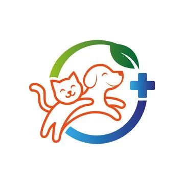 Pet Veterinary Care Circle Logo Design for Animal Clinic Business Stock Illustration