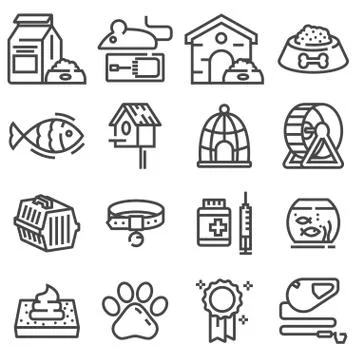 Pet web line icon set. Stock-Illustration