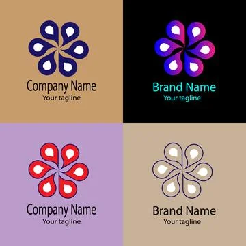 Petal Drop Bloom logo design Stock Illustration