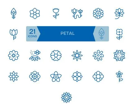 Petal Vector Icon Collection featuring 25 Display Perfect 256x256 Regular L.. Stock Illustration