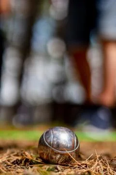 Petanque ball on the ground Stock Photos
