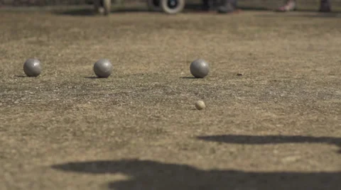 Petanque / Boules Ball Rolling in Slow Motion. Stock Footage