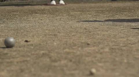 Petanque / Boules Ball Rolling in Slow Motion. Stock Footage 34321323