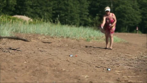 Petanque game on the beach Stock Footage 71142871