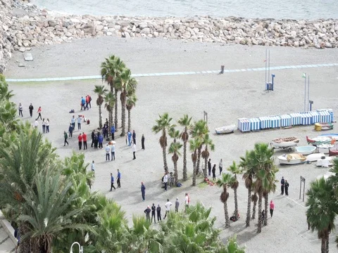 Petanque tournament on the beach in Spain Stock Footage 82272609