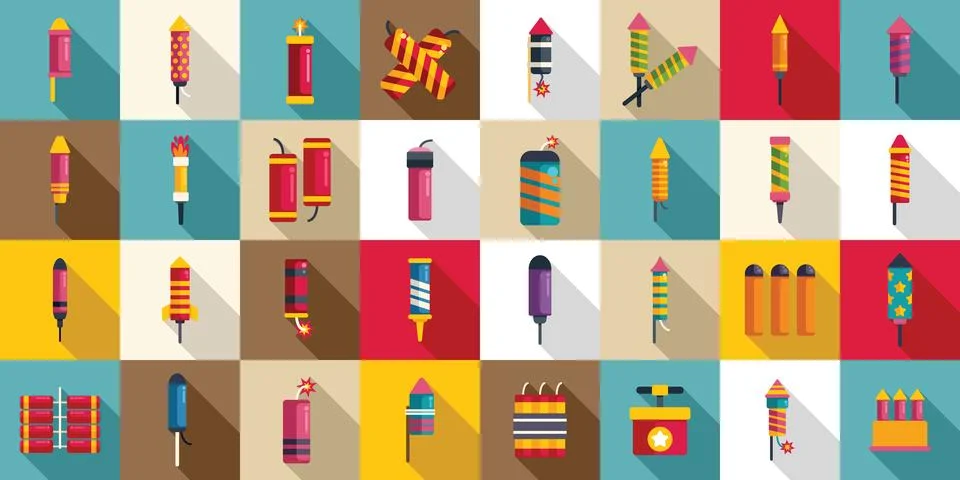 Petard icons set flat vector. Tnt security explosion イラスト素材