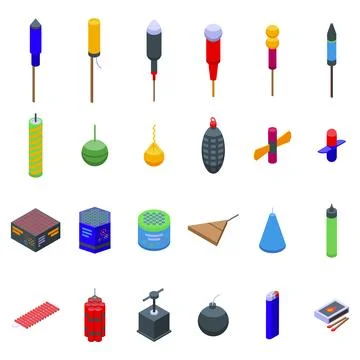 Petard icons set isometric vector. Dynamite tnt Stock Illustration