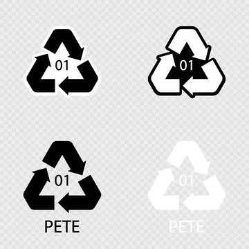 PETE 01 recycling code symbol set. Stock-Illustration