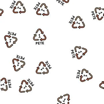 Pete plastic product mark vector seamless pattern Illustrazione stock