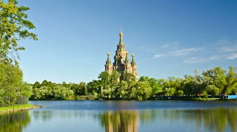 Peter and Paul cathedral in Peterhof - St.Petersburg, Russia Stock Footage 63426397