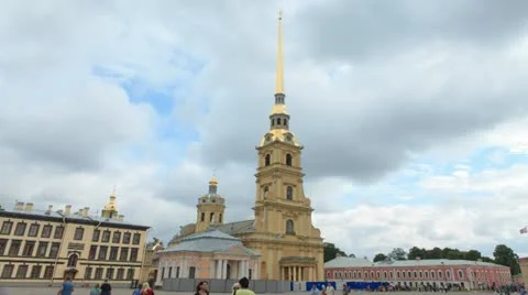 Peter and Paul Cathedral in St. St. Petersburg, Russia. Timelapse. Stock Footage 11741464