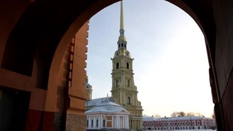 Peter and Paul Cathedral in St. Petersburg in winter Stock Footage 146324439