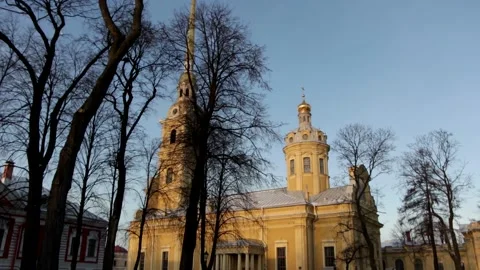 Peter and Paul Cathedral in St. Petersburg in winter Stock Footage 146326083