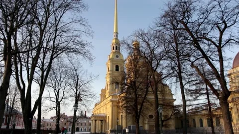 Peter and Paul Cathedral in St. Petersburg in winter Stock Footage 146387763
