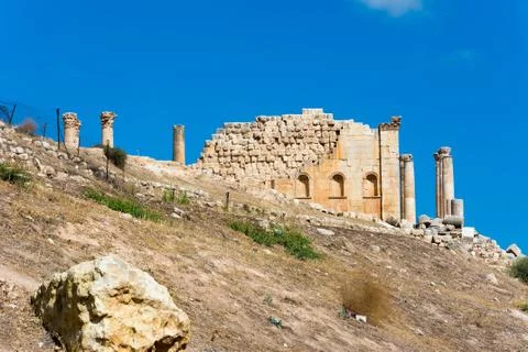 Peter and Paul Churches at Jerash Jordan Stock Photos