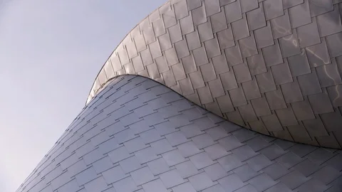 Peter B Lewis Building - Gehry Design Detail Pan to Right Stock Footage 89944808