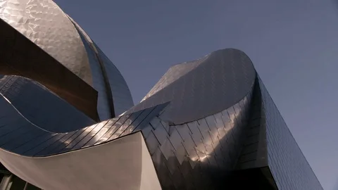 Peter B Lewis Building - Gehry Design Wider of Roof Pan to Left Stock Footage 89944839