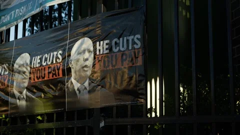 Peter Dutton he cuts you pay AUS 2025 election 6K Stock Footage 308756492
