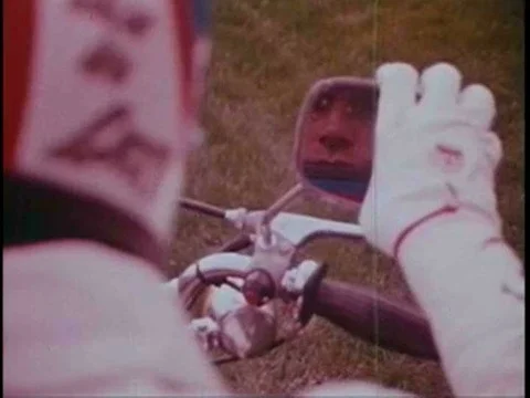 Peter Fonda narrates while Evel Knievel demonstrates the basics of motorcycleƒ Stock Footage 75275690