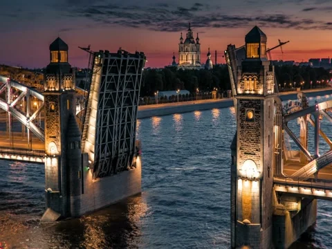 Peter the Great Bridge Video stock 80222721