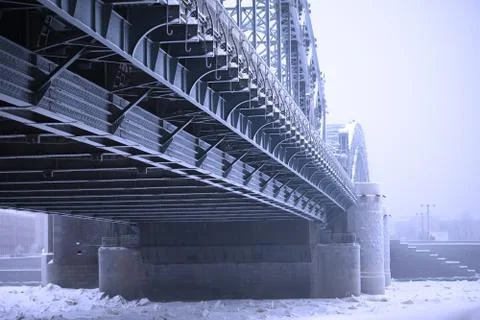 Peter the Great bridge in winter Stock Photos