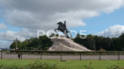 Peter The Great sculpture (Horseman) in the summer - Side view Stock Photos