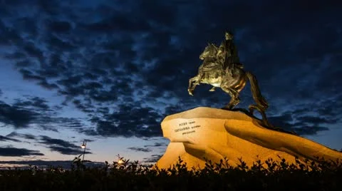 Peter The Great Statue in White Nights, St. Petersburg, Russia (timelapse) Stock Footage