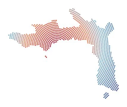 Peter Island dotted map. Digital style shape of Peter Island. Tech icon wit.. Illustrazione stock