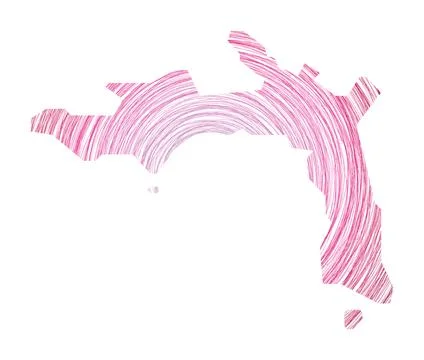 Peter Island map filled with concentric circles. Sketch style circles in sh.. Ilustração Stock