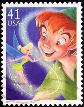 Peter Pan on american postage stamp Stock Photos