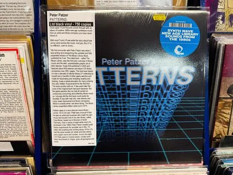Peter Patzer Patterns vinyl album cover synthwave new age library sounds 19.. Stock Photos