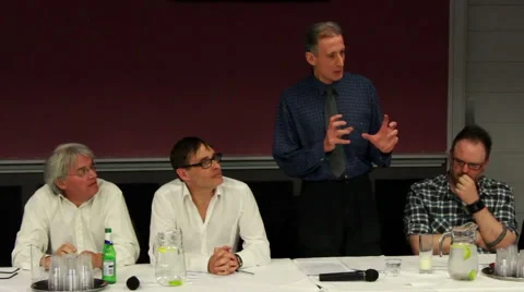 Peter Tatchell talking about the best police of Green Party for gay rights Stock Footage 52600248
