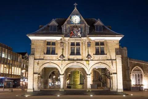 Peterborough Guildhall at night Stock Photos