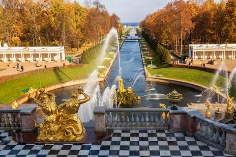 Peterhof in autumn Stock Photos