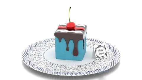 Petit blue cake on white background Illustrazione stock